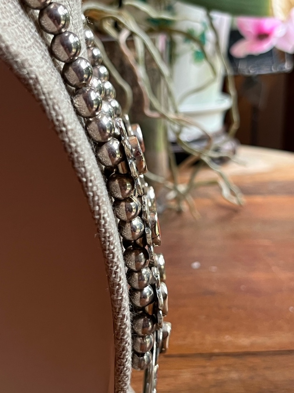 Sterling Silver Squash Blossom Necklace with Coral Stone Accents! - Picture 5 of 7